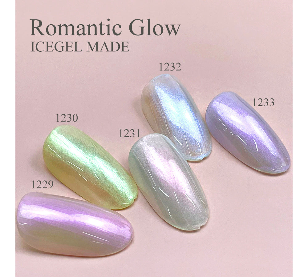 ICEGEL Romantic Glow glitter gel nail swatches