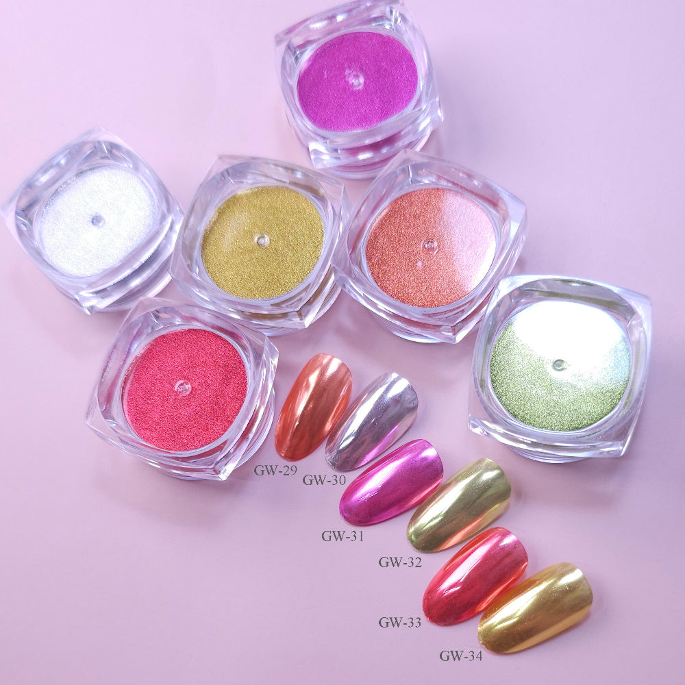 Sunset Neon Chrome Powder 6 Colors | ICEGEL