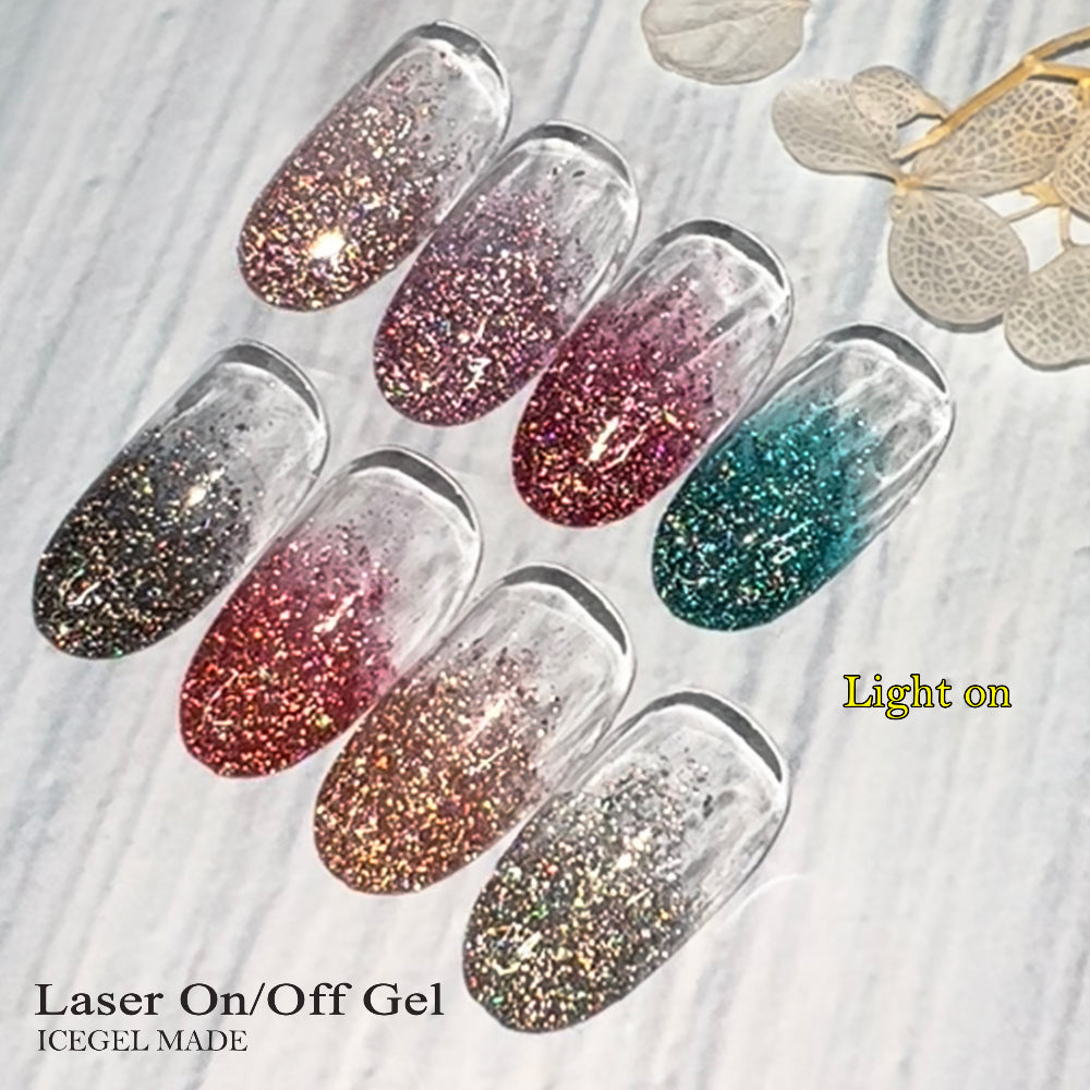 ICEGEL Laser On Off Gel light on swatches