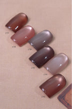 ICEGEL Cashmere colour chart: 1737 Mocha, 1738 Rose, 1739 Taupe, 1740 Espresso, 1741 Nude, 1742 Caramel