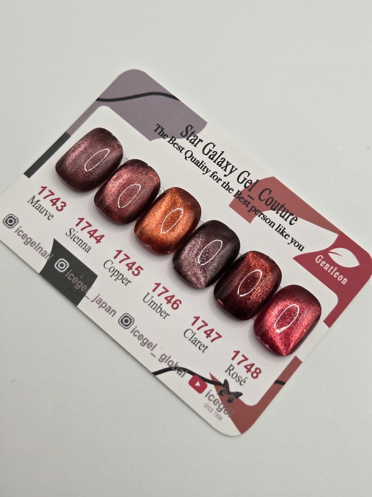 ICEGEL Star Galaxy Couture 1743–1748 colour swatches, including Japan limited edition shades