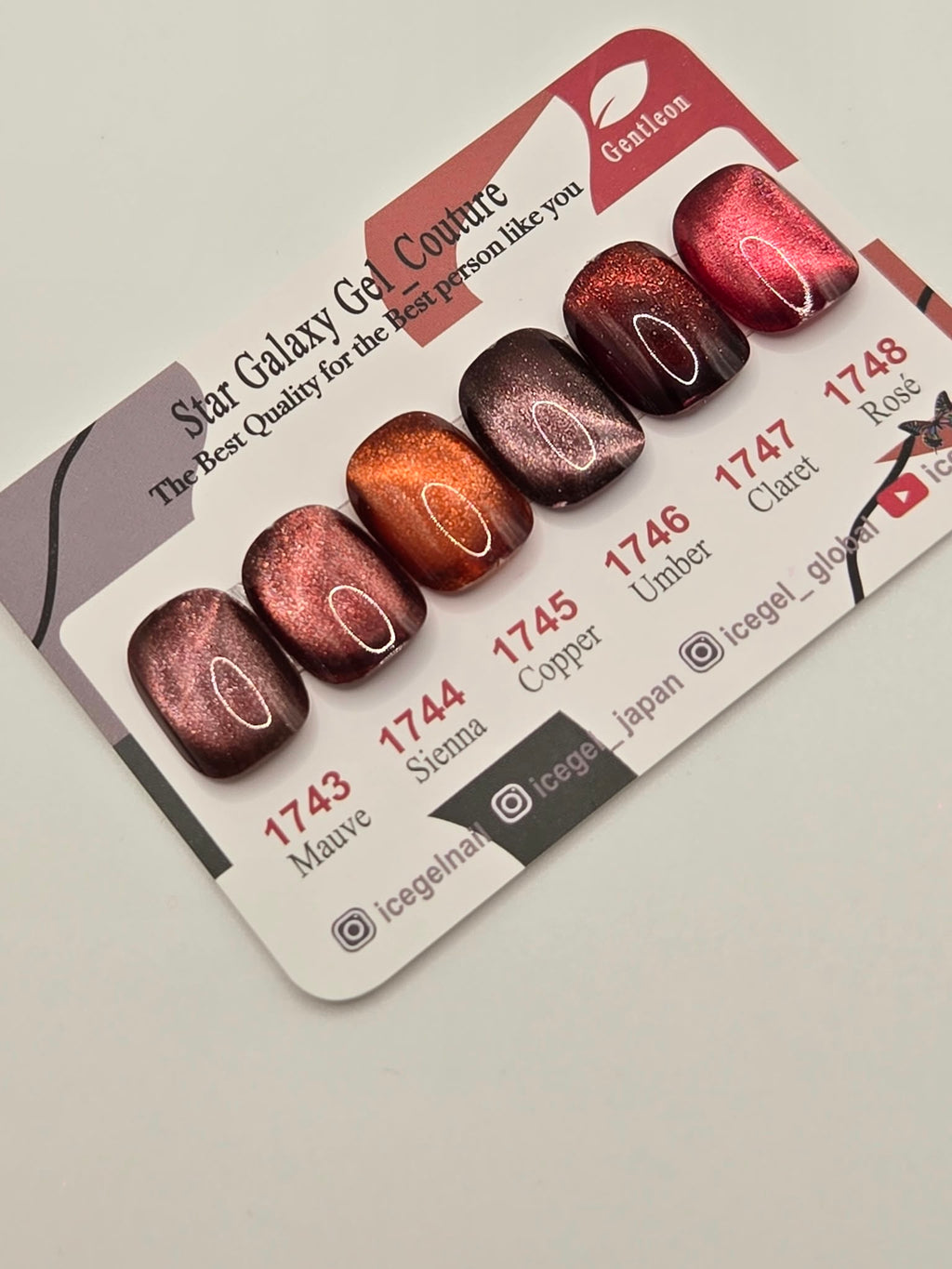 ICEGEL Star Galaxy Couture 1743–1748 colour swatches, including Japan limited edition shades
