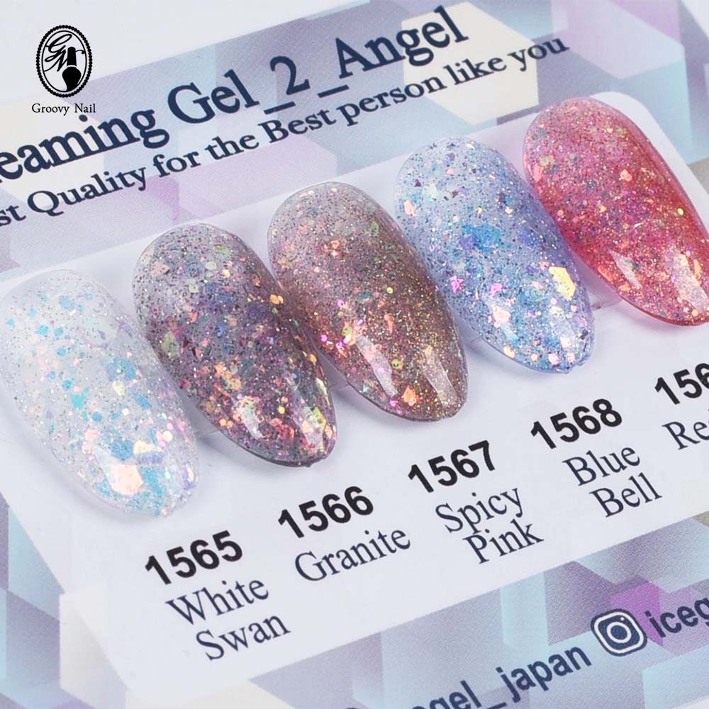 ICEGEL Gleaming Gel Angel 1565–1569 swatches with shade numbers